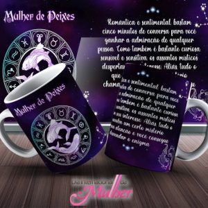 Caneca Tema Dia das Mulheres-Signos - Mulher de Peixes