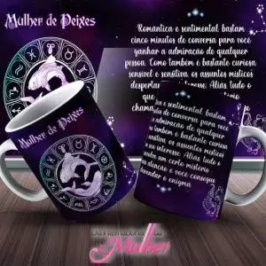 Caneca Tema Dia das Mulheres-Signos - Mulher de Peixes