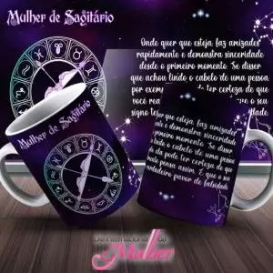 Caneca Tema Dia das Mulheres-Signos - Mulher de Sagitário